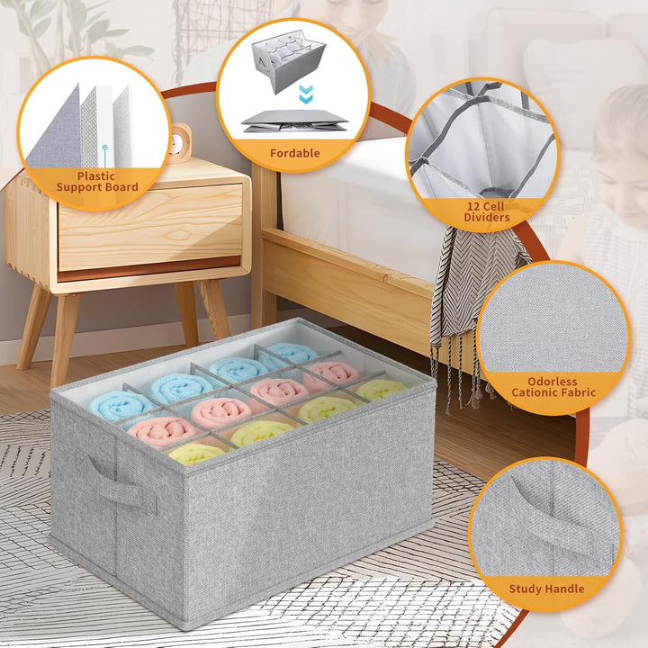1 Pcs Wardrobe Pants Closet Storage Organiser, 12 Pocket Foldable Organizer - OneBag