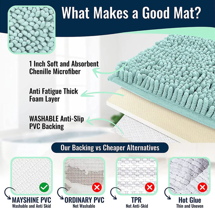 Absorbent and Machine Washable bathroom Mat, Soft Plush Bath Rug, Bathroom Accessory - OneBag