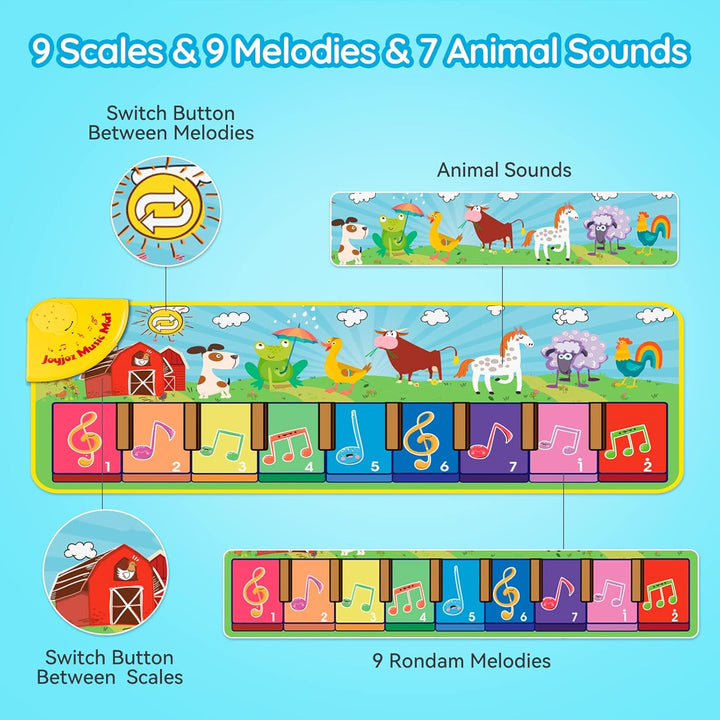 Joyjoz Kids Piano Mat with 25 Sounds, Music/Dance Mat for Toddlers, Ages 1-5 - OneBag