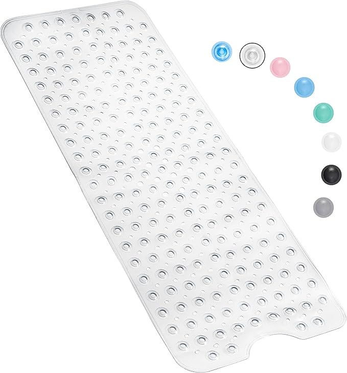 100 x 40 CM Non Slip Bath Mat, Bathtub Mat Non Slip, Easy Clean Non Slip Shower Mats, Sturdy Suction Cup Attaching, Comfortable for Feet, Draining Holes - OneBag