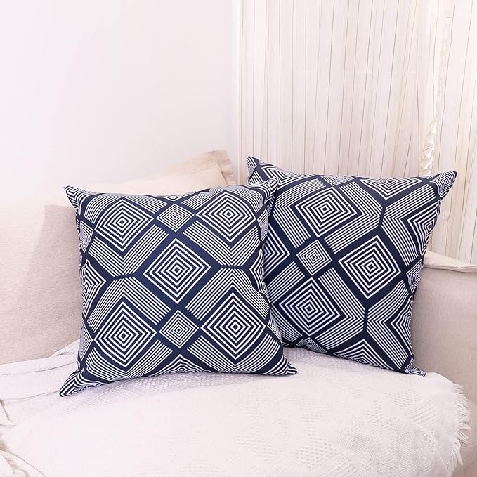 2 Pcs 50x50 cm Navy Blue Cushion Covers - OneBag
