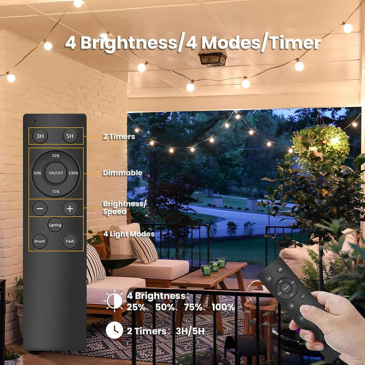 Outdoor String Lights 200ft Mains Powered Garden Festoon Lights Warm White