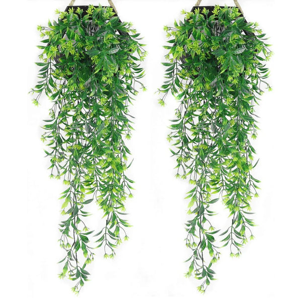 2 Pcs Faux Artificial Vine Flowers for Hanging Basket for Home Room Decoration