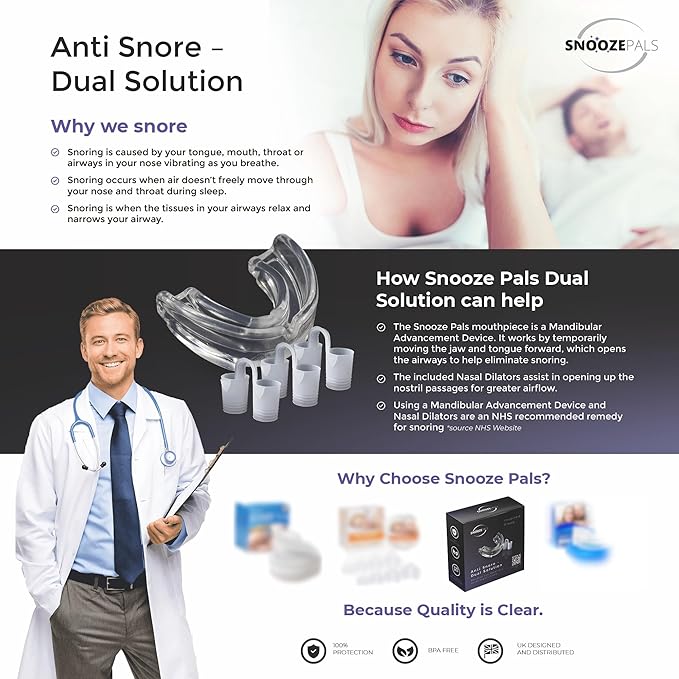Anti Snore Device, Safe Comfortable Snoring Aids Mouthpiece Device - OneBag