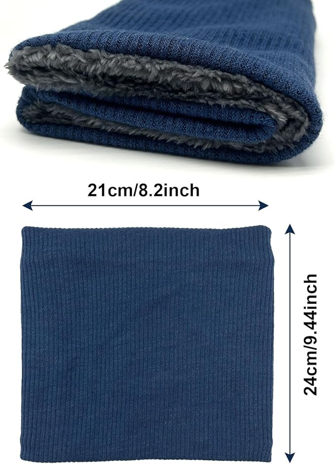 Navy Blue Winter Neck Warmer, Snood Winter Neck Scarf, Thermal Double-Layer Fleece Pullover Neck Scarf - OneBag