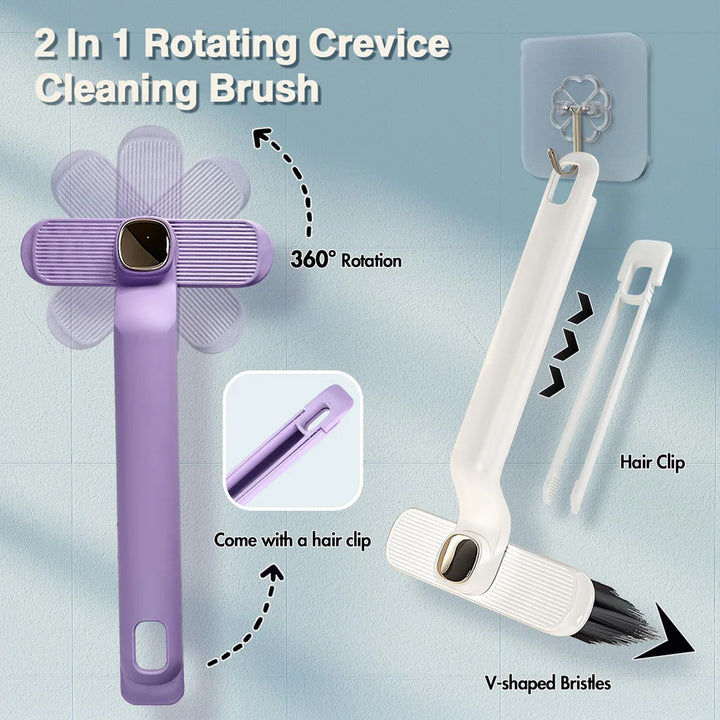 11 Pcs Multi-Function 360 Degree Rotating Hard Bristle Crevice Cleaning Brushes - OneBag
