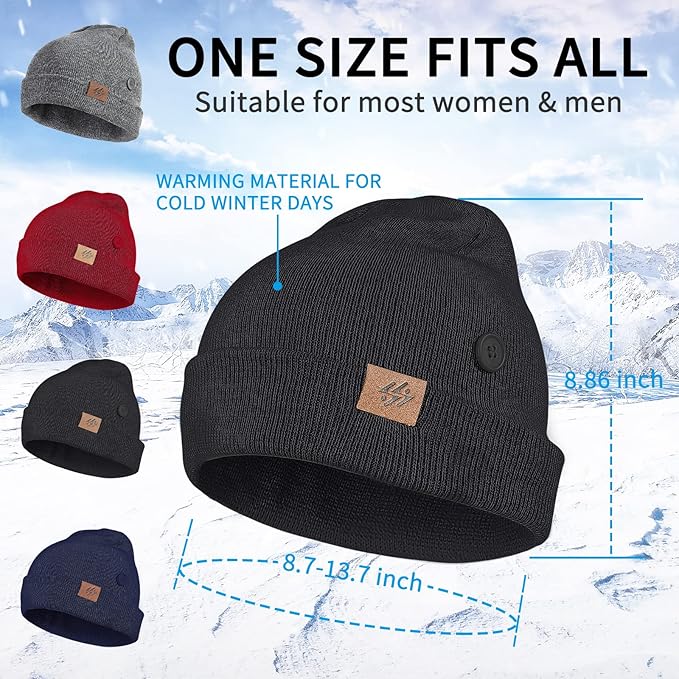 Black Beanie Hat Winter Hat for Men and Women, Stretchy Soft Knitted Hat Unisex - OneBag