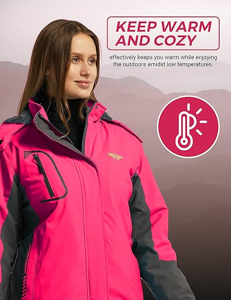 Wantdo Women's Mountain Waterproof Ski Jacket | Windproof Rain Winter Coat - OneBag