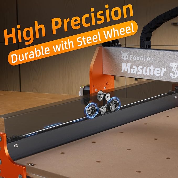 FoxAlien CNC Router Machine Masuter 3 with Steel Wheels, 3-Axis Engraving Milling Machine, 15.75” x 15.75” x 3.74” Working Area - OneBag