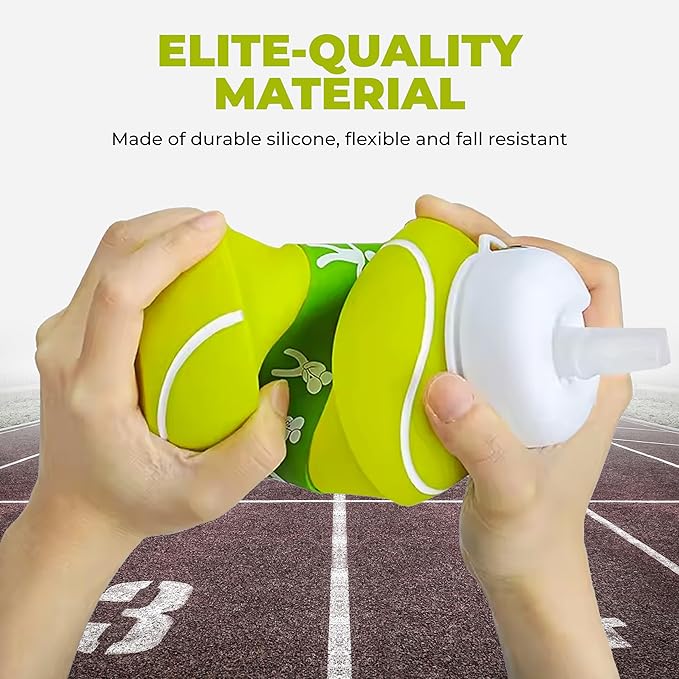 Silicone Green & White Collapsible Water Bottle, Leakproof & Portable Foldable Water Bottle - OneBag