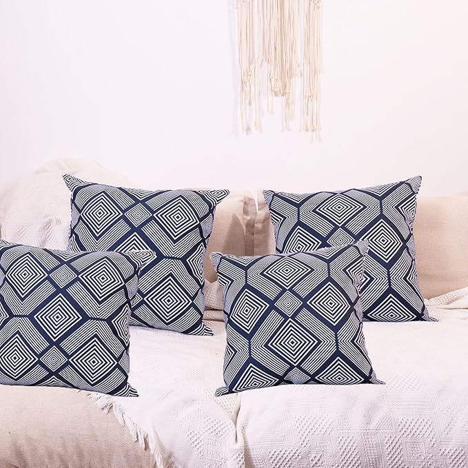 2 Pcs 50x50 cm Navy Blue Cushion Covers - OneBag