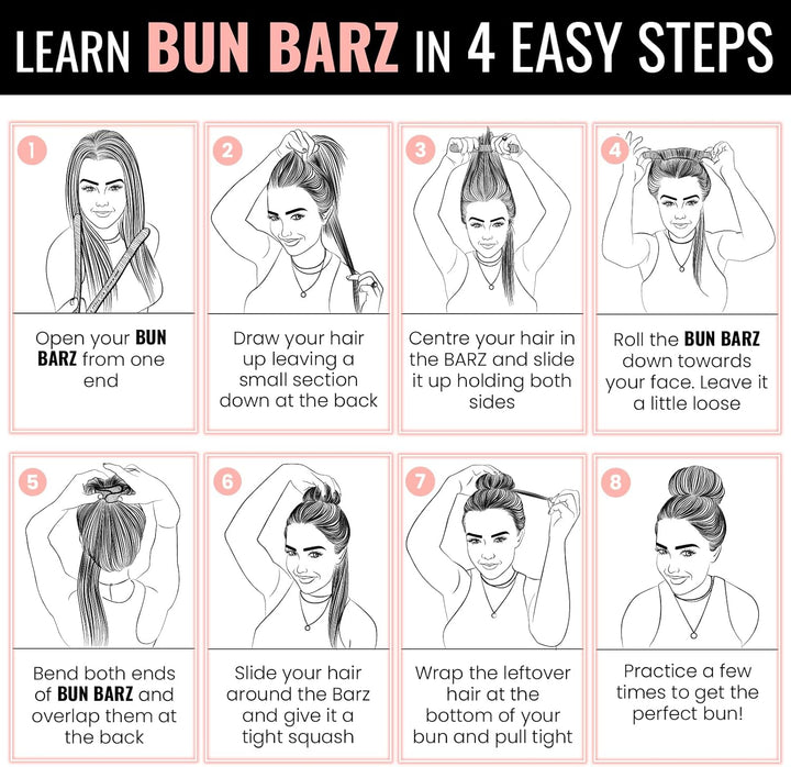 2 Pcs Ponytail Holder Bun Barz, Donut Bun Maker for Easy Hair Styling - OneBag