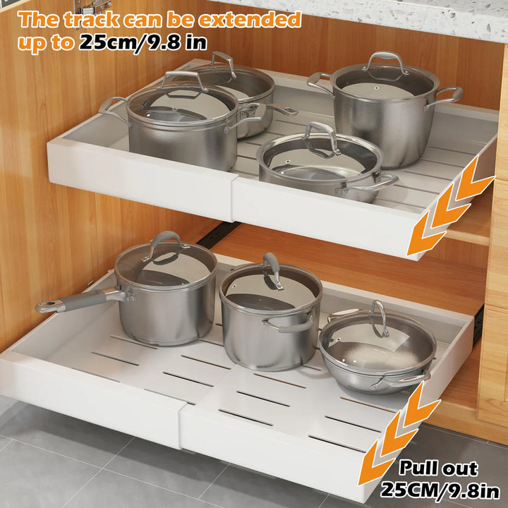 2 Pcs 31.5CM to 52CM pull out kitchen storage, cupboard pull out storage organiser - OneBag