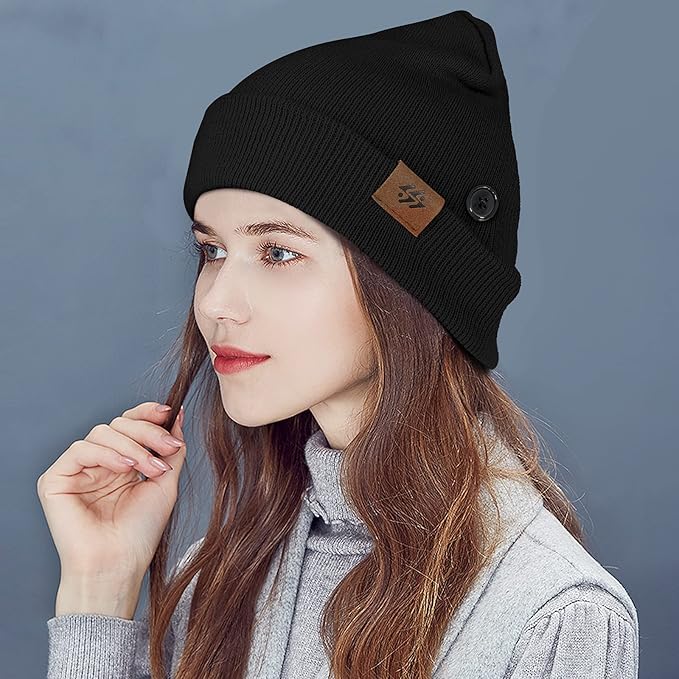 Black Beanie Hat Winter Hat for Men and Women, Stretchy Soft Knitted Hat Unisex - OneBag