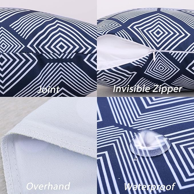 2 Pcs 50x50 cm Navy Blue Cushion Covers - OneBag