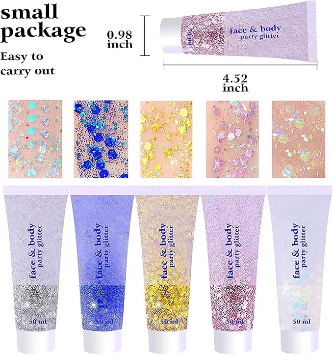3 Pcs Body and Hair Glitter Gel - OneBag