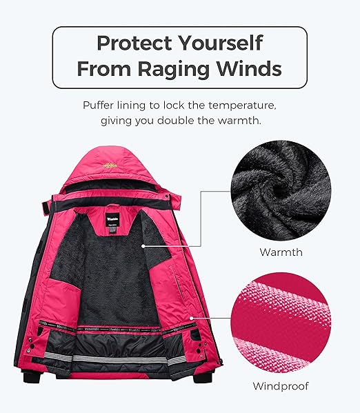 Wantdo Women's Mountain Waterproof Ski Jacket | Windproof Rain Winter Coat - OneBag