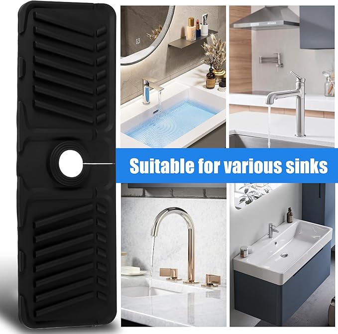 Silicone Sink Faucet Mat, Kitchen Sink Splash Guard, Draining Mat Around Tap, Drip Catcher Tray Mat for Kitchen Sink Splash Protector - OneBag