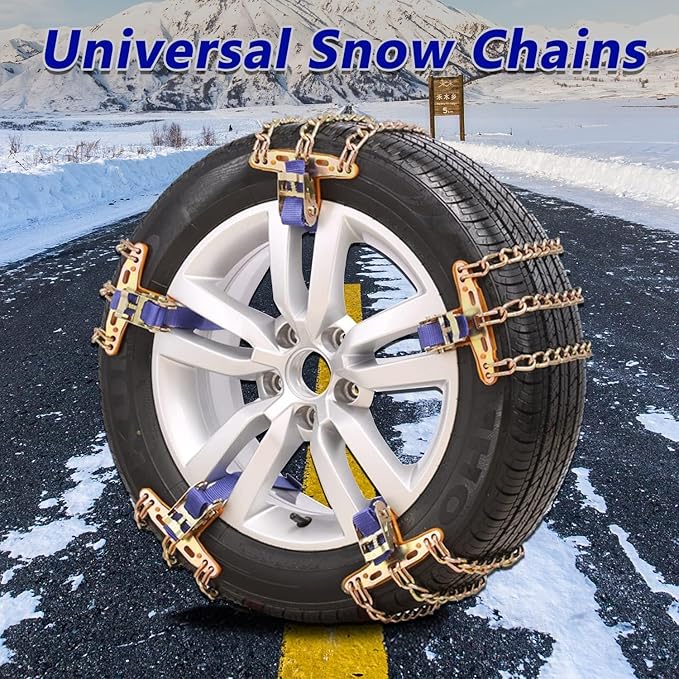6 Pcs Large WeKit Universal Car Snow Chains, Winter Universal Security Chains Tire Width 8.9-10.8'',Emergency Anti Slip Snow Tire Chains - OneBag