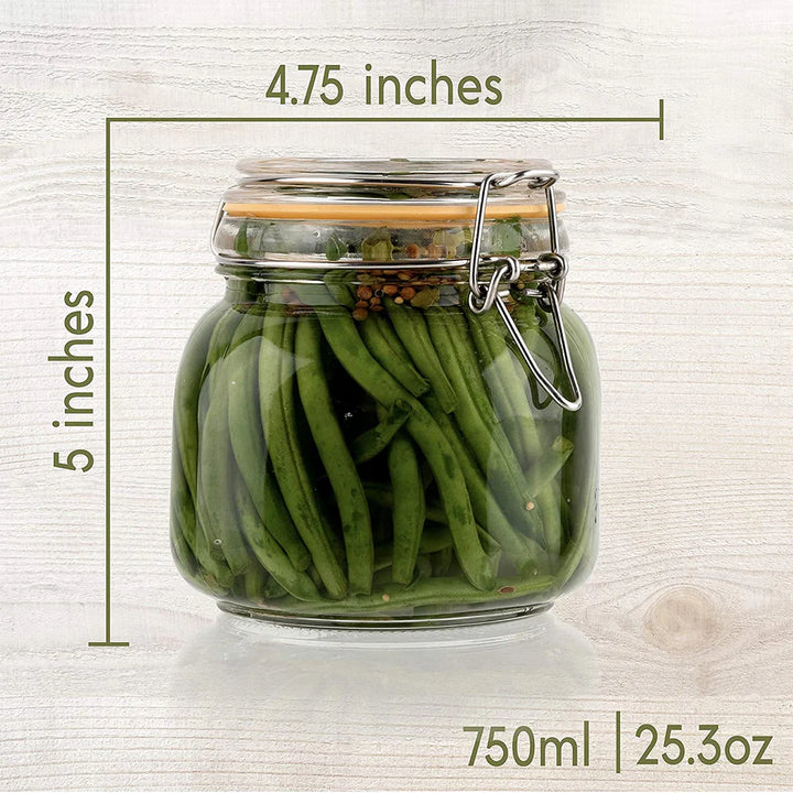 750 ml 25 oz Glass Jars With Airtight Lids And Leak Proof Rubber Gasket - OneBag