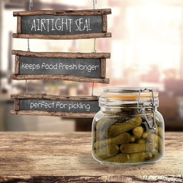 750 ml 25 oz Glass Jars With Airtight Lids And Leak Proof Rubber Gasket - OneBag