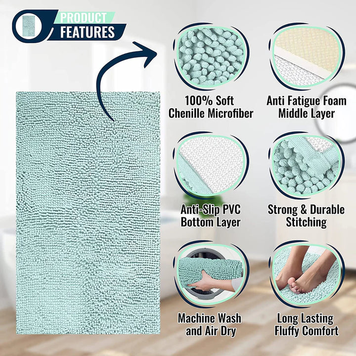 Absorbent and Machine Washable bathroom Mat, Soft Plush Bath Rug, Bathroom Accessory - OneBag