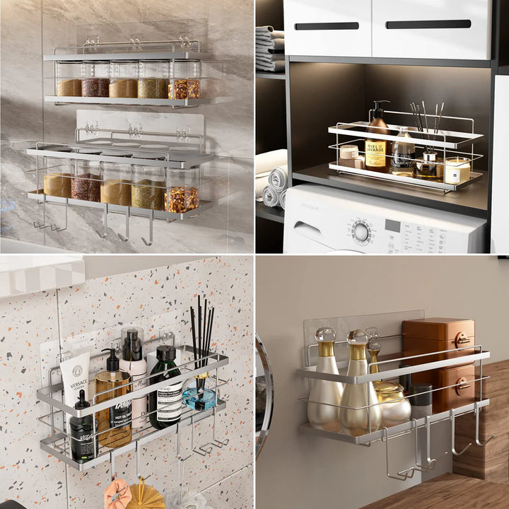 2 Pcs Stainless Steel Shower Shelves, without Drilling - OneBag