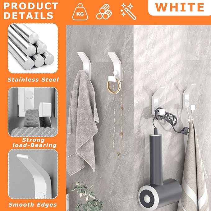 Gerhannery 5 Pcs Coat Hooks for Hanging, Heavy Duty Hat and Coat Hanger Hooks with Fixing Screws, Wall Dual Hooks Clothes Hanger Wall Mounted - OneBag