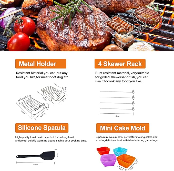 13 Pcs Green Set Upgraded Silicone Air Fryer Liners, Silicone Air Fryer Accessories for Ninja Dual AF300UK AF400UK AF500UK AF451UK Tower T17088 - OneBag
