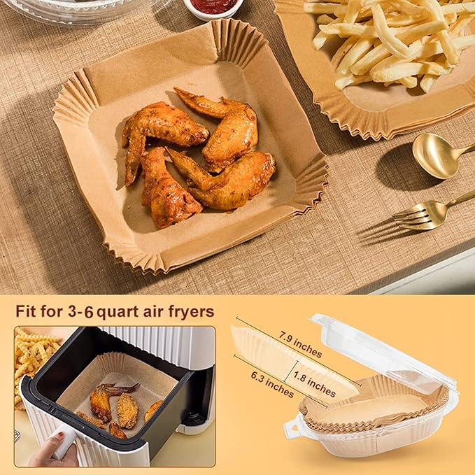 6.3 inch/ 16cm Disposable Square Air Fryer Liners - OneBag