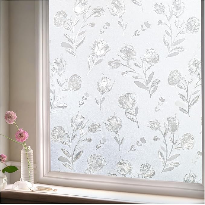 Frosted Window Film Privacy for Glass Windows, Self-Adhesive Window frosting Films Static Cling, No Glue Opaque Window Film Anti-UV - OneBag