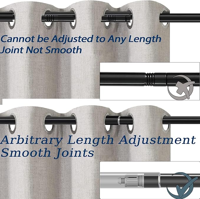 90-175CM Ø25mm Silver Curtain Rod, Adjustable Fittings Curtain Rod Set for Eyelet Curtains Curtain Poles for Bedroom, Dining Room, Living Room or Kitchen - OneBag