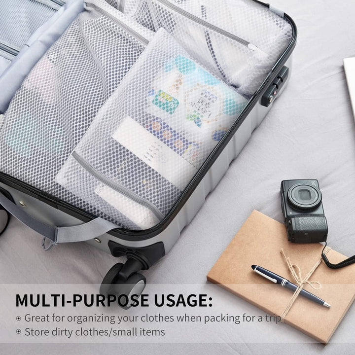 2 4 5 Pcs Mesh Laundry Bags, Travel Organiser, Closet Storage with Protective Zipper - OneBag