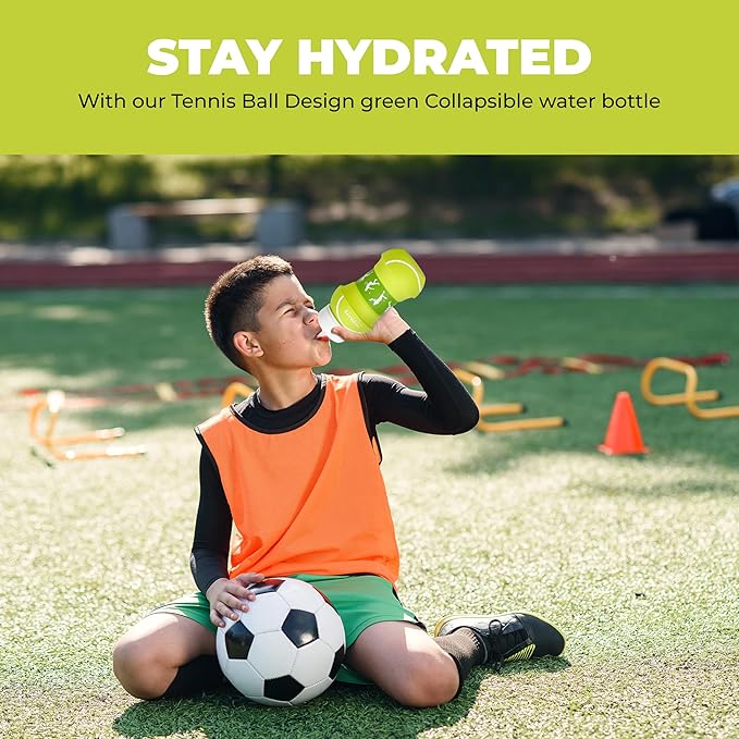 Silicone Green & White Collapsible Water Bottle, Leakproof & Portable Foldable Water Bottle - OneBag
