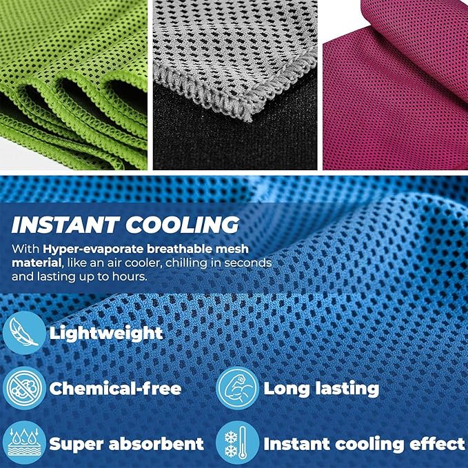 3 Pcs Cooling Towel Microfibre Quick Dry Breathable for Neck & Face During Sports - OneBag