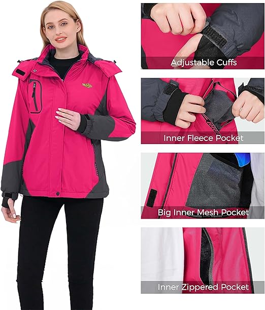 Wantdo Women's Mountain Waterproof Ski Jacket | Windproof Rain Winter Coat - OneBag