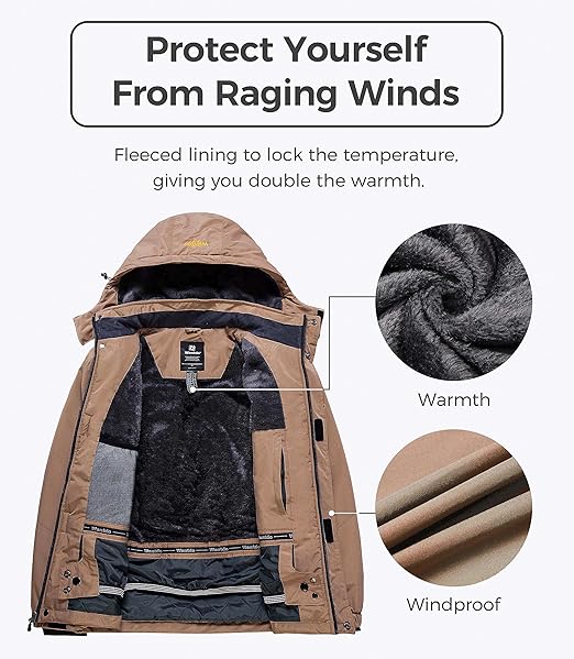 Waterproof Jacket For Men Outdoor Warm Windbreaker Jackets with Detachable Hooded - OneBag