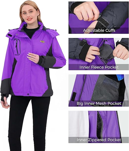 Wantdo Women's Mountain Waterproof Ski Jacket | Windproof Rain Winter Coat - OneBag