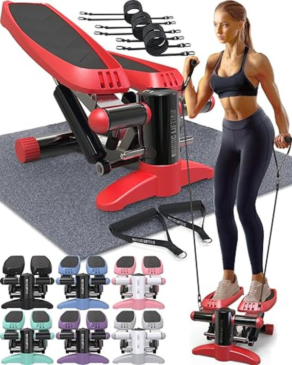 Nordic Lifting Steppers With Resistance Bands Set , Step Machine Exerciser for Home