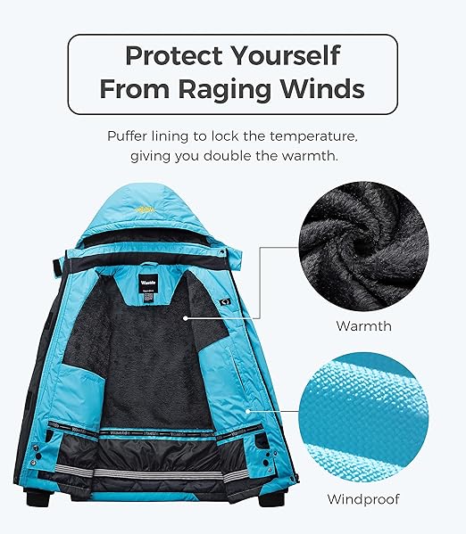 Wantdo Women's Mountain Waterproof Ski Jacket | Windproof Rain Winter Coat - OneBag