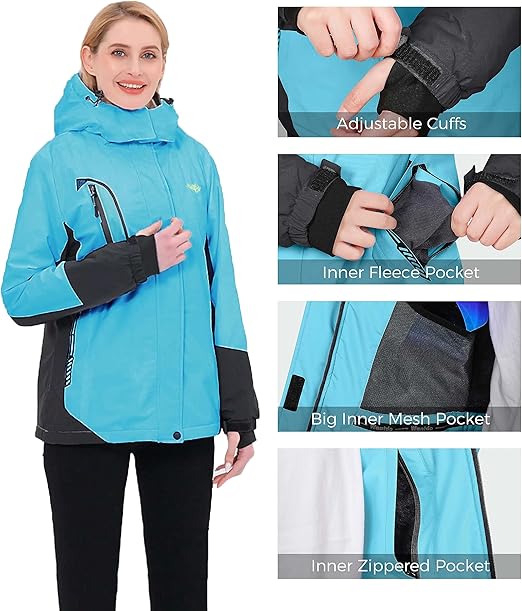 Wantdo Women's Mountain Waterproof Ski Jacket | Windproof Rain Winter Coat - OneBag