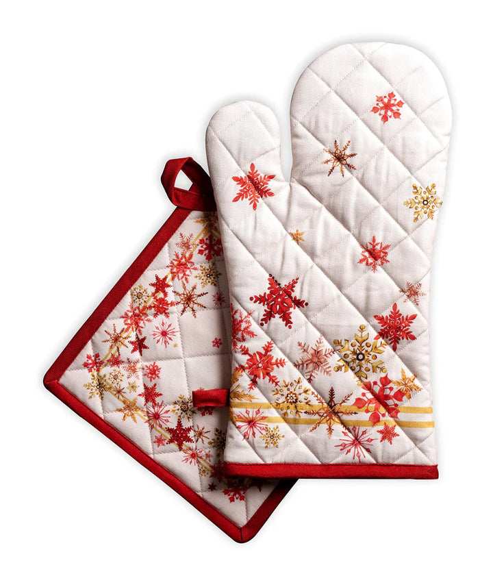 Pure Cotton Kitchen Oven 19x33cm Mitt and 20x20cm Pot Holder - OneBag