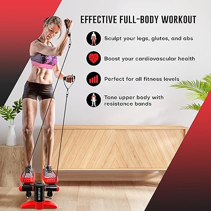 Nordic Lifting Steppers With Resistance Bands Set , Step Machine Exerciser for Home - OneBag