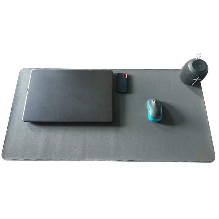 80x40 cm Grey Large PU Leather Mouse Pad, Dual-Sided Non-Slip Waterproof Desk Writing Pad - OneBag