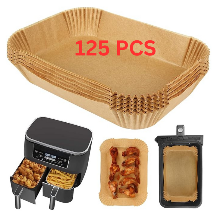 125 Pcs 8.6x5.5 Inch Rectangle Disposable Air Fryer Liners, Parchment Paper Liner for Ninja AF300UK AF400UK - OneBag