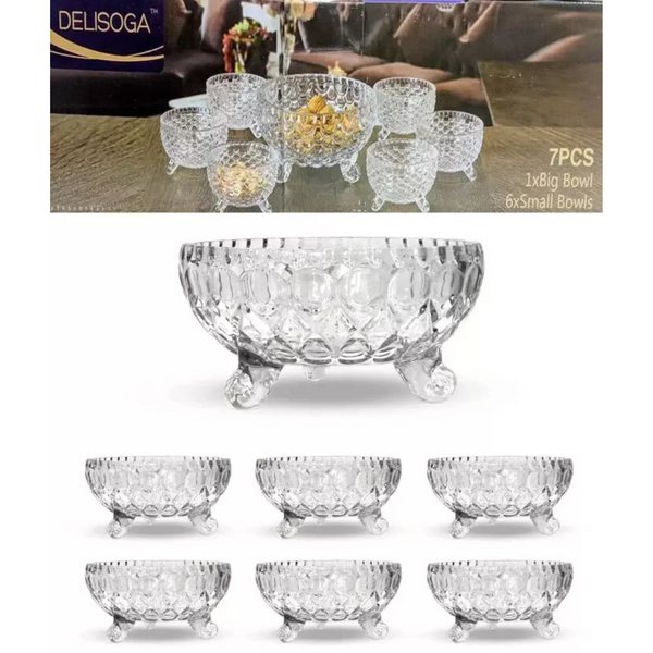 Crystal Glass Bowl Trifle Fruit Pudding Clear Bowl with Legs (Pack of 7)