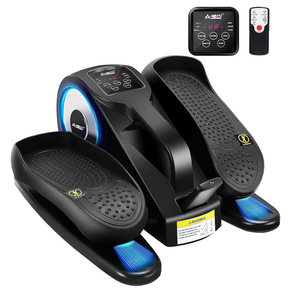 Under Desk Elliptical Machine, Electric Seated Pedal Exerciser with Remote Control and LCD Display, Mini Stepper for Exercise Workout, Adjustable Speeds Leg Exerciser