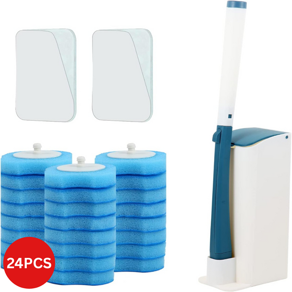 Toilet Brush with Holder, Toilet Cleaning Kit With 24 Pcs Disposable Refill Heads