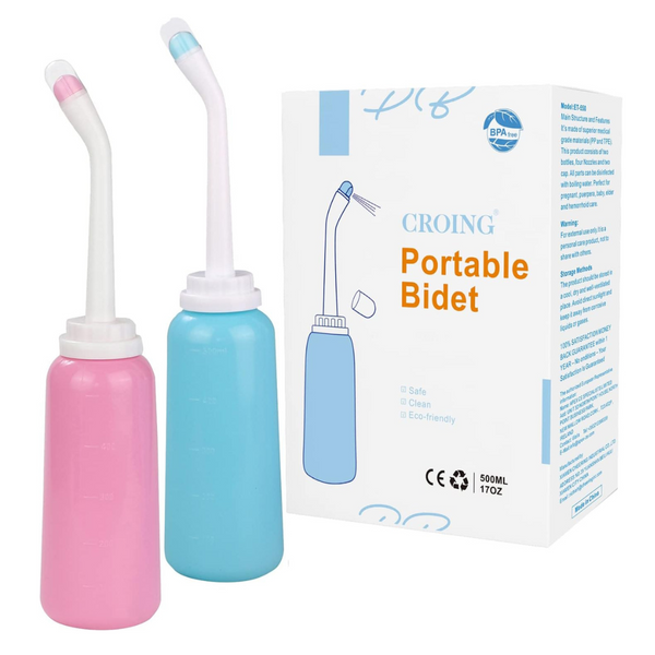 2 Pcs Portable Bidet, 500ml 17oz Portable Shower, Travel Bidet Toilet Bottle for Adult Women, Postpartum Care, Haemorrhoids