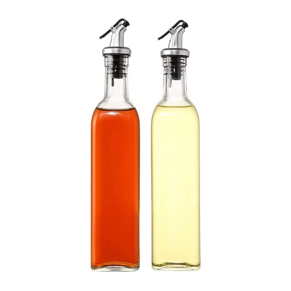 2 Pcs 250ml Glass Oil Dispenser, Bottle And Vinegar Pouring Dispenser, Condiment Set, Cruet, Seasoning For Dining Table And Kitchen, Airtight And Non-Drip Bottle Stoppers